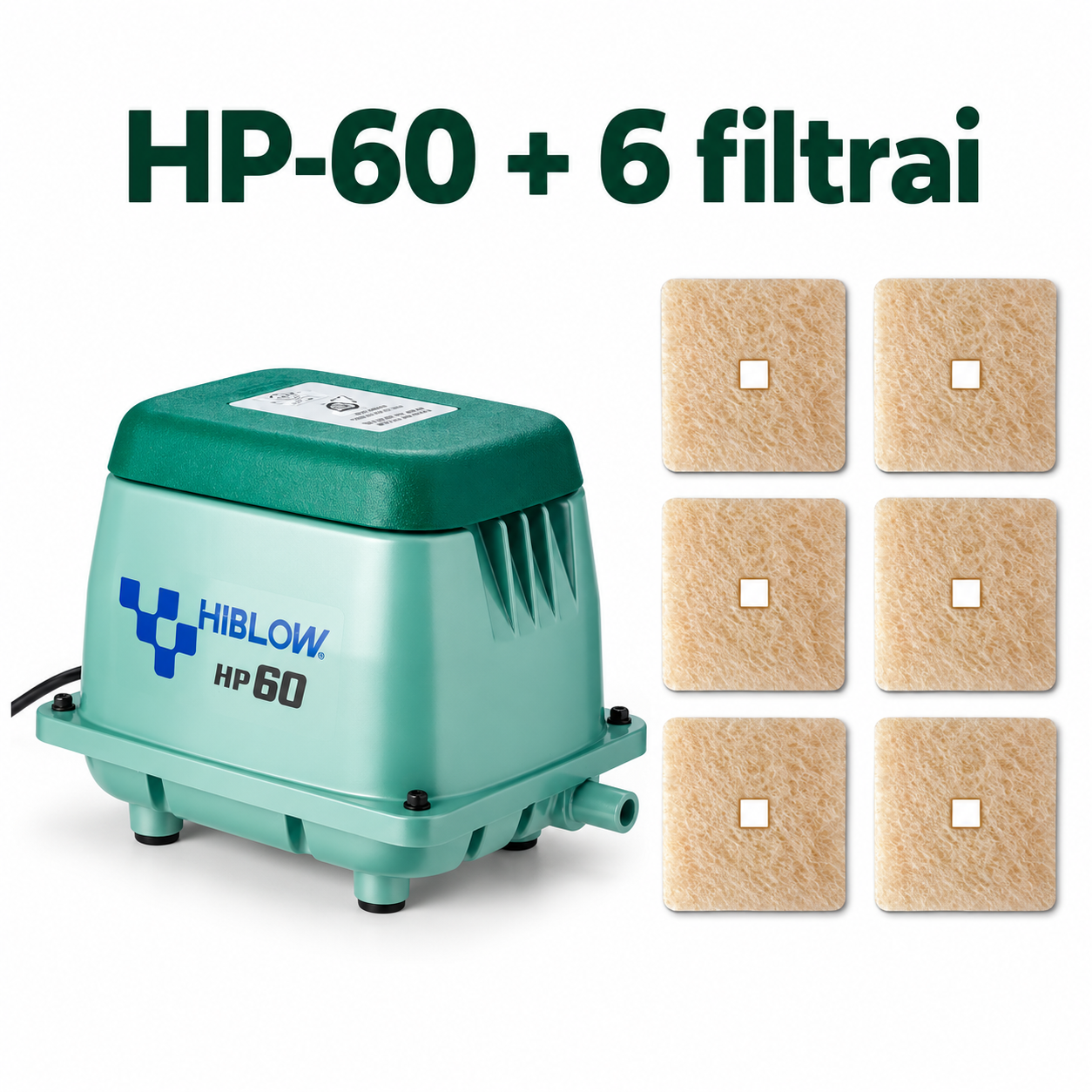 HIBLOW HP-60 orapūtė ir šeši papildomi oro filtrai