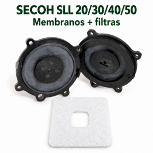 SECOH SLL membranų pora ir baltas oro filtras
